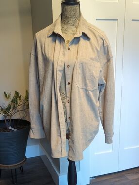 Amazon Beige Corduroy Button-Up Shirt